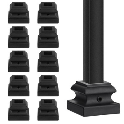 10 PCS Iron Baluster Shoes Flat Square Base with Screw 1/2 Inch Satin Black