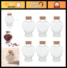 Decorative Heart-Shaped Glass Bottles with Cork Stoppers - 80ml, Set of 6