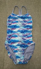 Uglies By Dolfin Swimwear Size 38 Blue Pink One Piece Swim Bathing Suit