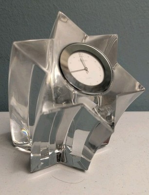  Orrefors Sweden Crystal Meteor Shooting Star W Quartz Clock Signed W/ Box. HS 