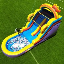Commercial Giant PVC Inflatable Bounce House Rainbow Water Slide for Backyard