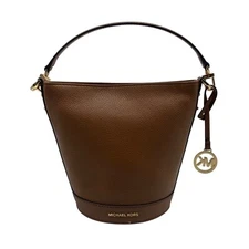 Michael Kors Brown Leather Townsend Convertible Luggage Bucket Crossbody Bag