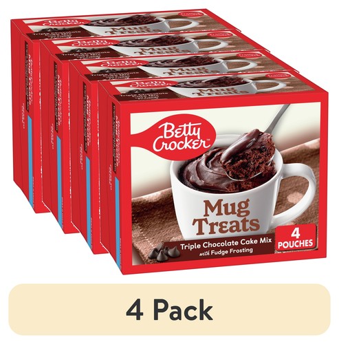 (4 pack) Triple Chocolate Cake Mix with Fudge Frosting, 4 Servings, 12.5 oz.