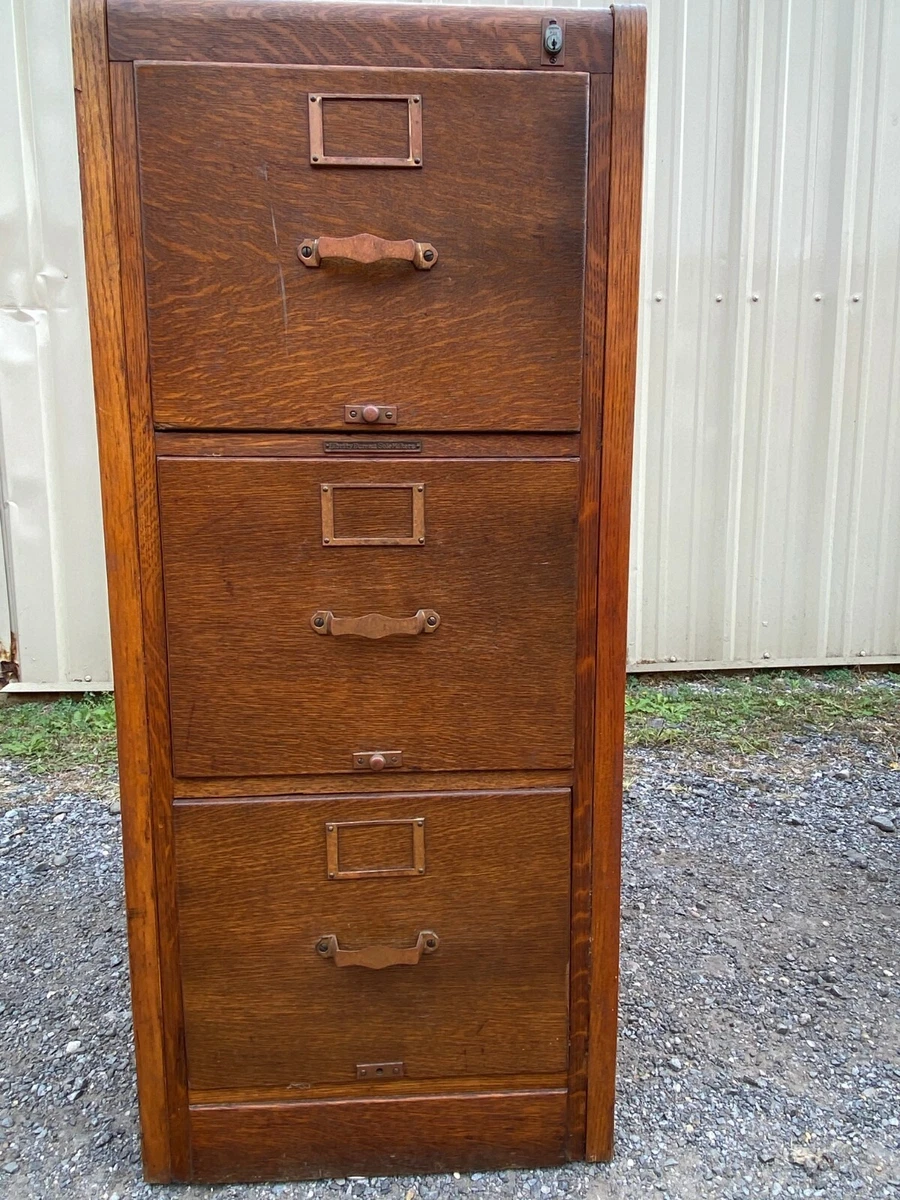 antique oak file cabinet 3 drawers Library Bureau Sole Makers eBay