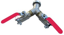 Y-Stück 1" Verteiler mit 2 x Dosierhahn,  Storz D, THW, Feuerwehr, 7035.894
