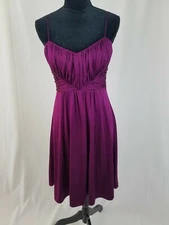 Elie Tahari women M dress fit & flare empire waist spaghetti straps lined purple