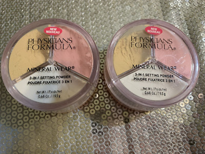 2X Physicians Formula Mineral Wear 3-In-1 Setting Powder Trio Set Brighten Bake