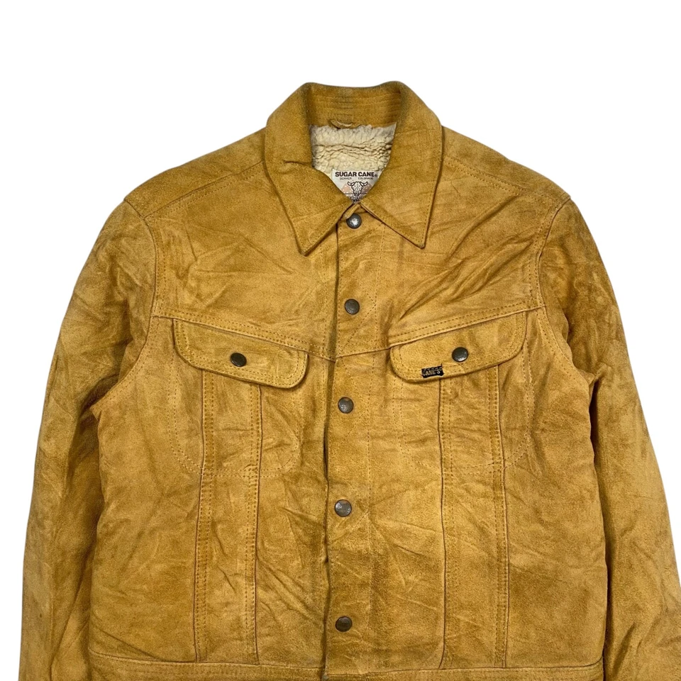 Chaqueta de camionero vintage de cuero de oveja de caña de azúcar Foto 2 de 4