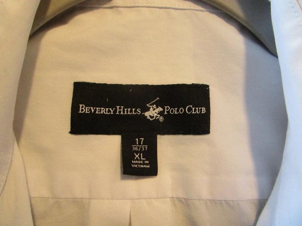 Camisa de vestir de manga larga Beverly Hills Polo Club para hombre talla XL blanca con botones Foto 3 de 4