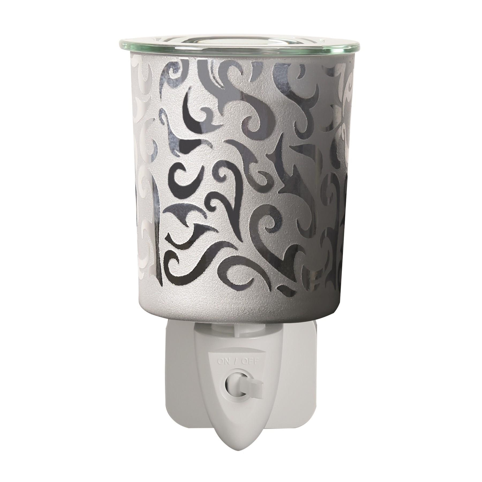 Wax Melt Burner Electric Plug In Warmer Melter Fragrance Oil Pewter Swirl Aroma