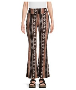 No Boundaries Juniors Black & Rust Print Flare Pants Size Medium (7-9) NEW