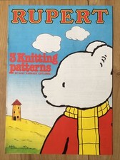 1985 VINTAGE RUPERT BEAR KNITTING PATTERN INTARSIA JUMPER DESIGNS x3