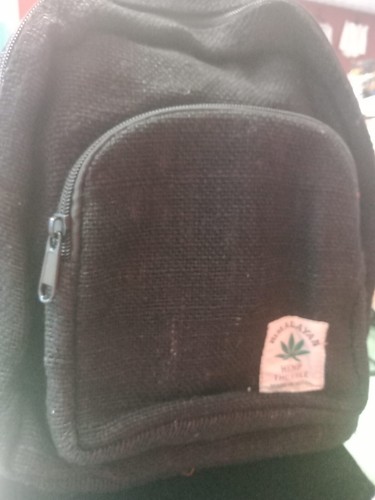 Mochila de cáñamo negro tamaño pequeño correas ajustables totalmente forradas gitano boho - Imagen 4 de 4