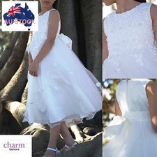 Flower girl first communion school formal wedding white dresses- Sydney