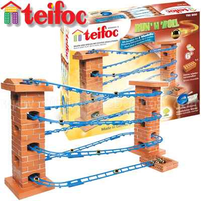 Teifoc Run'N'Roll Marble Run Real Brick & Mortar Building Construction Toy 