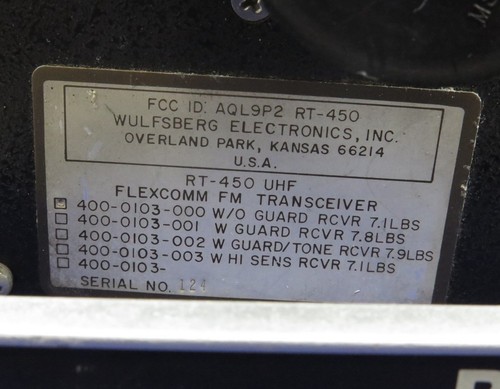 Wulfsberg RT-450 UHF Flexcomm Transceiver PN 400-0103-000 Repaired with FAA 8130 - Foto 4 di 5