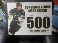 Original Civic Arena Wood Sign MARK RECCHI 500 Goals Pittsburgh Penguins 18 x 24