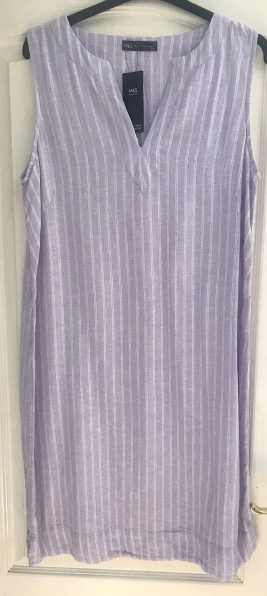 Marks and Spencer Womens Lilac Stripe linen UK size 16