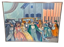 Large Original OOAK Painting On Canvas 41"x31" artist Epperly 1991 MCM BOHO