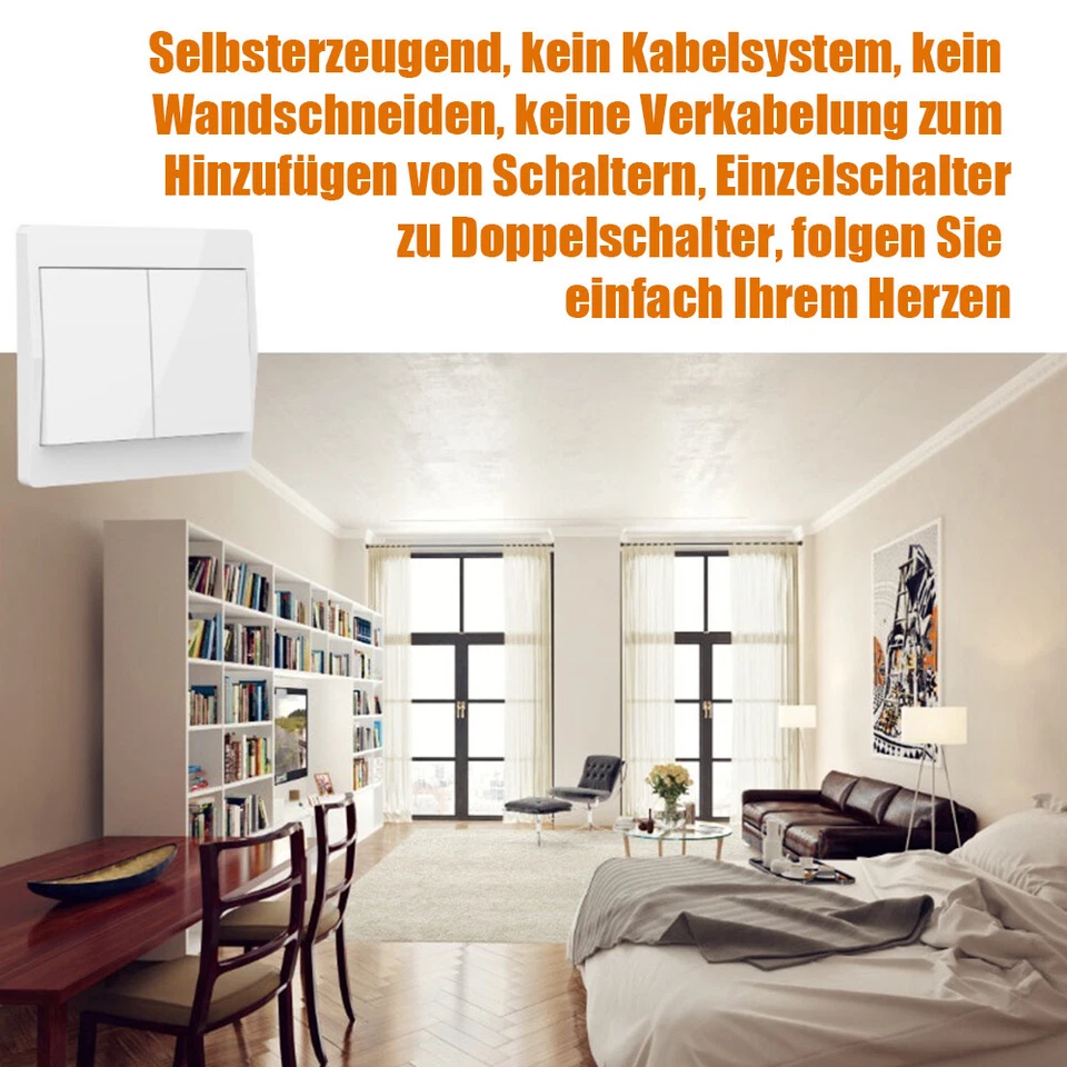 Funk-Wechsel-Schalter Wand-Sender Unterputz Einbauschalter Empfänger kabellos DE - Bild 4 von 4