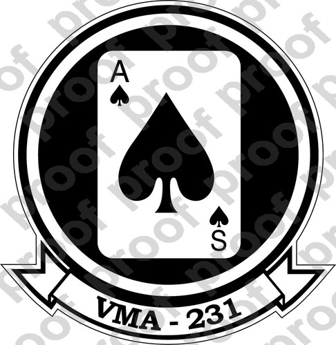 STICKER USMC VMA 231 ACE OF SPADES   ooo   USMC Lisc No 20187 - Afbeelding 1 van 1