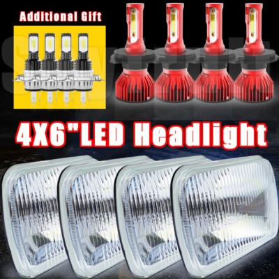 8PCS 4''X6'' LED Headlights High-Lo Beam For Chevy C10 Pickup 1981-87 Ford Mustang