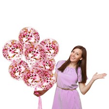 12 Inch Pink Gold Confetti Balloons 24 Pack Valentine's Day Decorations