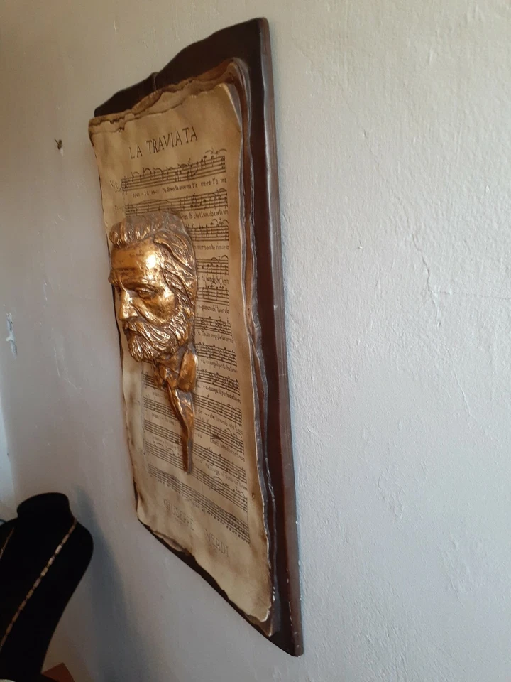 Arte de pared de música vintage busto de la Traviata Giuseppe Verdi escultura 3D fibra de vidrio  Foto 4 de 4