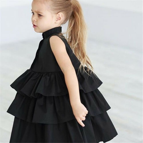 Kids Baby Girls Ruffle Solid Dress Set Toddler Summer Party Clothes Outfits - Picture 10 of 11