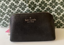 Kate Spade Tinsel/Glitter Fabric Small Cosmetic Case Makeup Pouch Black NWT