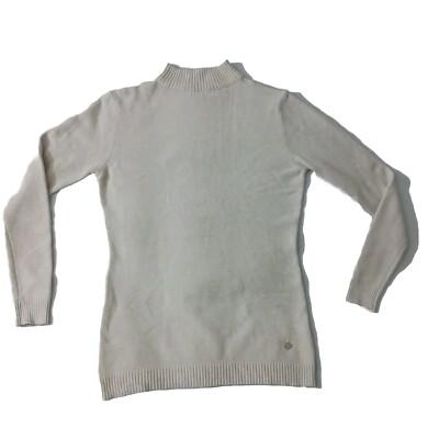 Women's Sweater XL/XXL Eggshell White Mock Turtleneck Pullover ELEXA