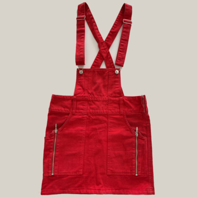 Ksubi Tsubi Red Denim Pinafore Overalls Size 8