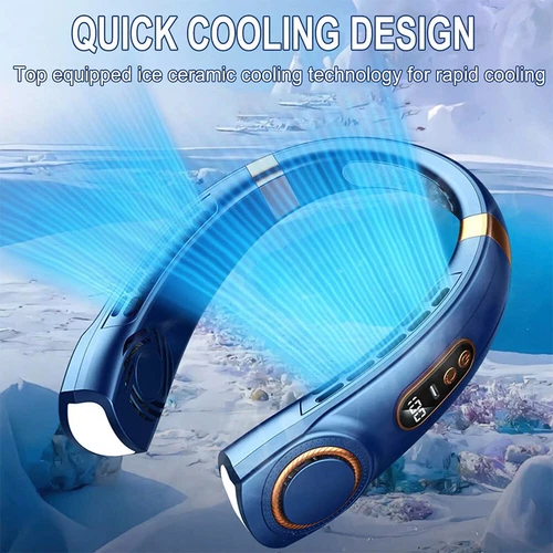 5-Speed Portable Hanging Neck Fan USB Rechargeable Bladeless W/ Cold Plate USA - Picture 2 of 17