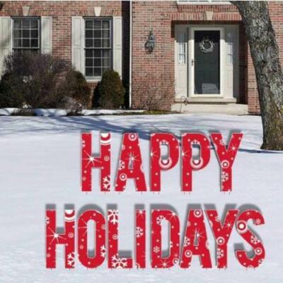 Red Snowflake Happy Holidays Letters Yard Card 13 piece set - FREE SHIPPING