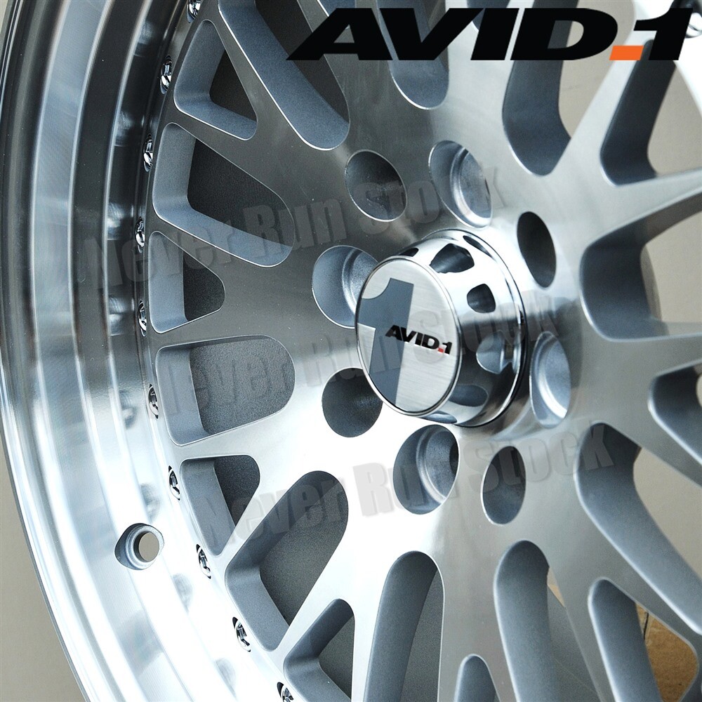 AVID.1 AV-12 15x8 4x100 +25 SILVER MACHINE FACE MESH LIP SPORT 4 WHEELS ...