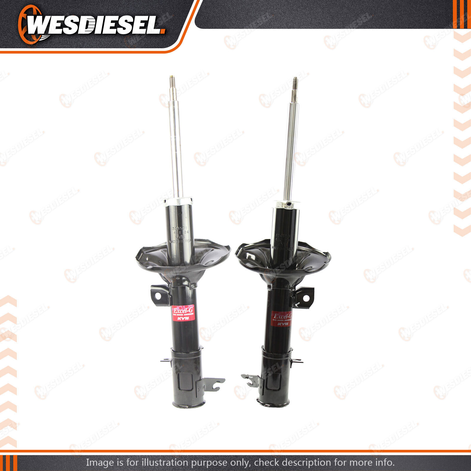 2 Pcs KYB Front Excel-G Gas Replacement Strut Shock Absorbers 334501 ...