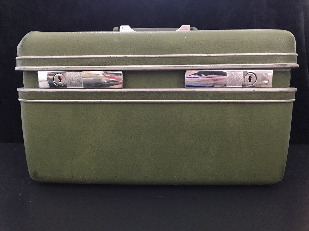USA Vintage SEARS 60’s Travel Carry Bag Vintage Blue Sears Featherlite Luggage Suitcase Makeup Train