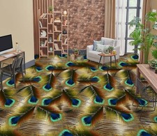 3D Peacock Feather FZ2236 Floor WallPaper Murals Epoxy Floor Print Decal UK Amy