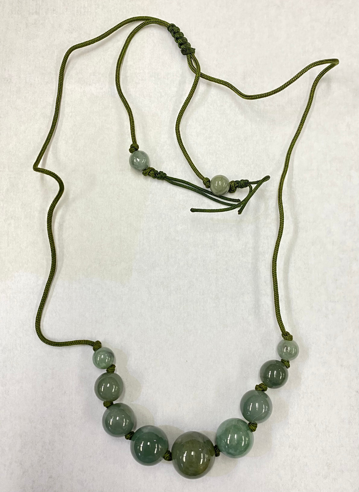 HSN Jade of Yesteryear Dark Green Jade Graduated Adjustable Cord