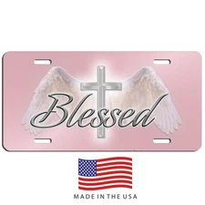 Blessed  vanity license plate car truck SUV tag pink