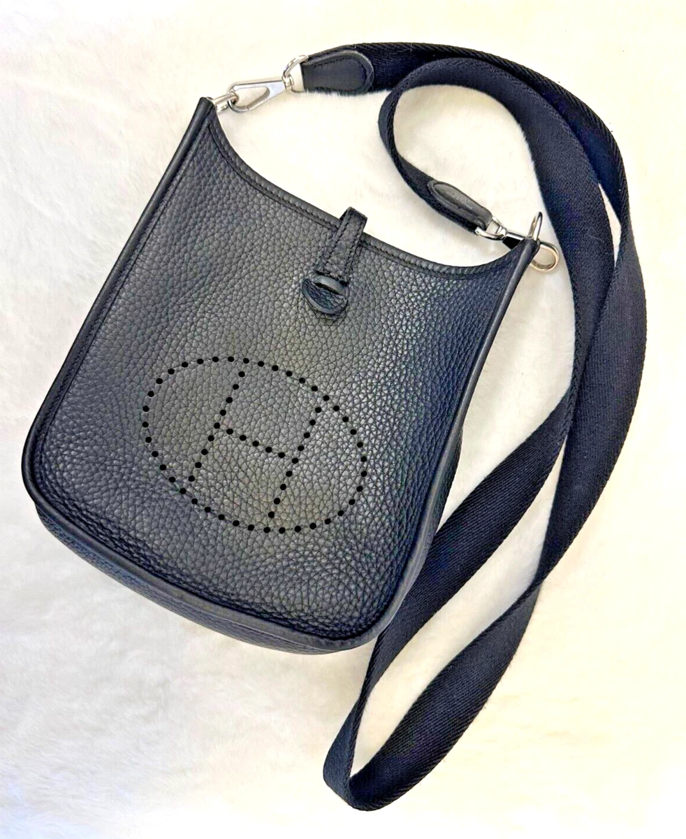 Hermes Evelyne 16  Crossbody PM Bag Black Silver Hardware