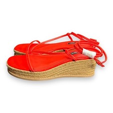 Nine West Alexx Wedge Orange Strappy Platform Sandals Women's SIZE 8