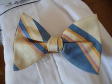 NOS vintage mens 70s BUTTERFLY BOW TIE cotton stripe deadstock