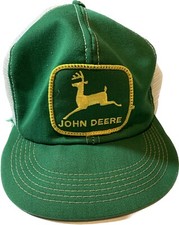 John Deere Vintage Mesh Trucker Hat Cap with Patch Green White K-Brand USA