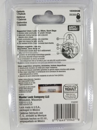 Master Lock 1530DCM  Locker Lock Combination Padlock, 1 Pack, BLUE - Picture 4 of 5