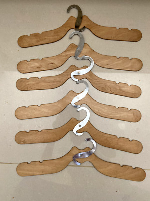 6x Vintage faltbare Holz Reise Kleiderbügel kompakt klein 42cm lang