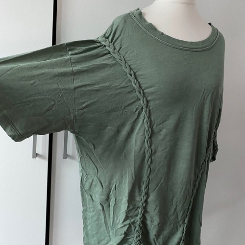 T-shirt Free People Moonlit Midi taglia XS esercito intrecciata manica corta casual - Foto 2 di 12