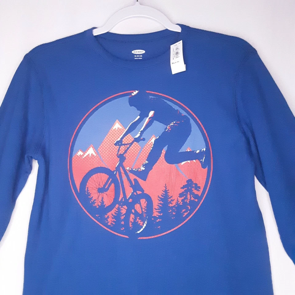 Suéter Tejido Gofre Azul Cobalto Gráfico Niño Azul Marino Antiguo Talla Juvenil XL Foto 2 de 4