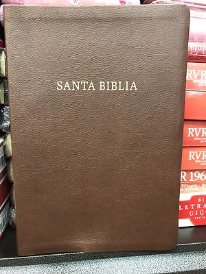  Biblia Letra Súper Gigante, Marrón Oscuro Sími Piel reina valera 1960 17 puntos
