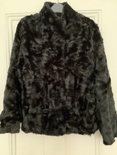 Black Faux Fur Short Jacket. Fully Lined, Size 12